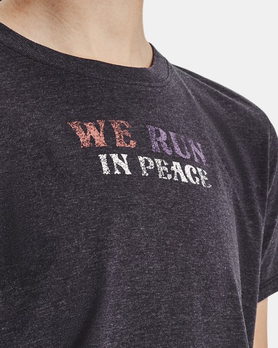 T-shirt à manches courtes UA Run In Peace pour femme, Black, pdpMainDesktop image number 3